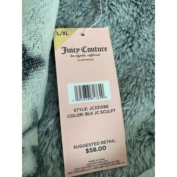 Juicy Couture Luxe Soft Robe Sz L/XL Grey JC Sculpt logo JC3310BE NEW - Picture 7 of 12